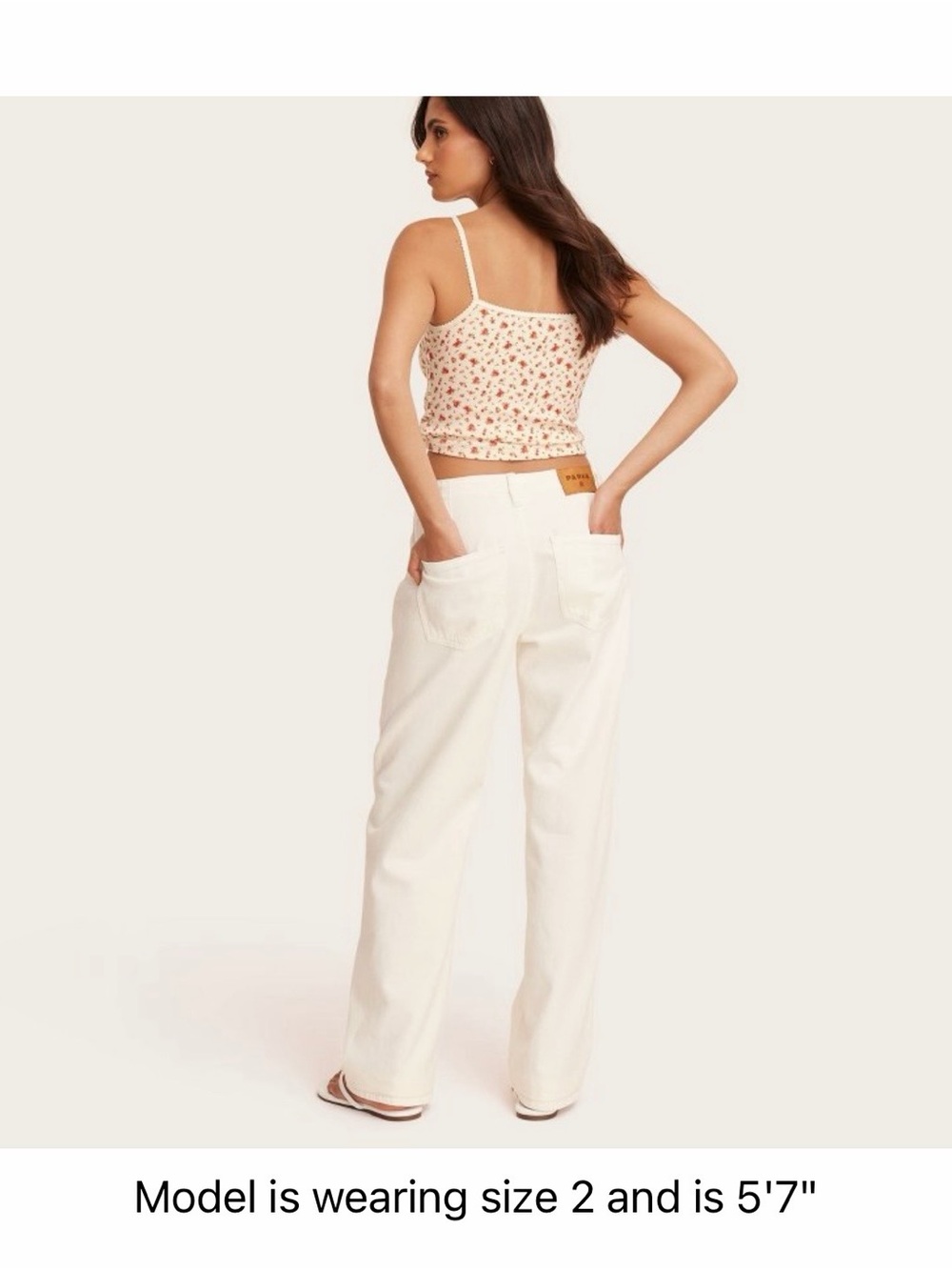 Parke x Target Cream Mid-Rise Drawstring Baggy Jeans - Picture 2 of 6